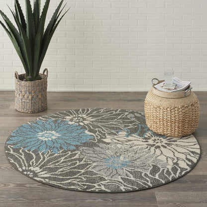 Nourison - Passion 53in x Round Charcoal and Blue Area Rug - PSN17-99446734785 veiw 2