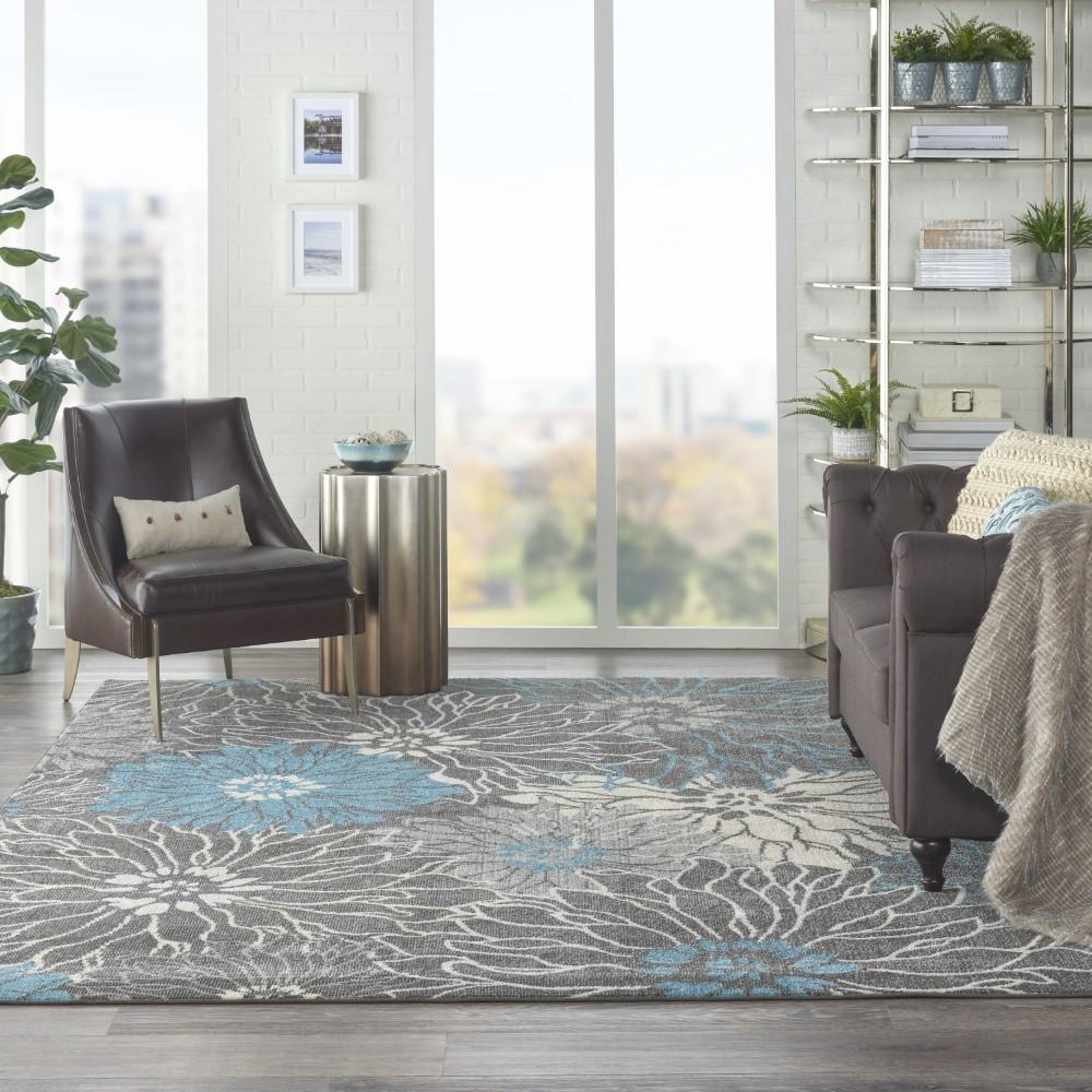 Nourison - Passion 8 x 10 Charcoal and Blue Area Rug - PSN17-99446734723 veiw 2