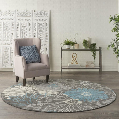 Nourison - Passion 8 x Round Charcoal and Blue Area Rug - PSN17-99446734792 veiw 2
