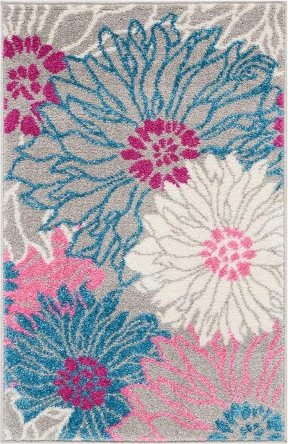 Nourison - Passion 22in x 34in Pink and Bone Small Floral Area Rug - PSN17-99446403124 veiw 1