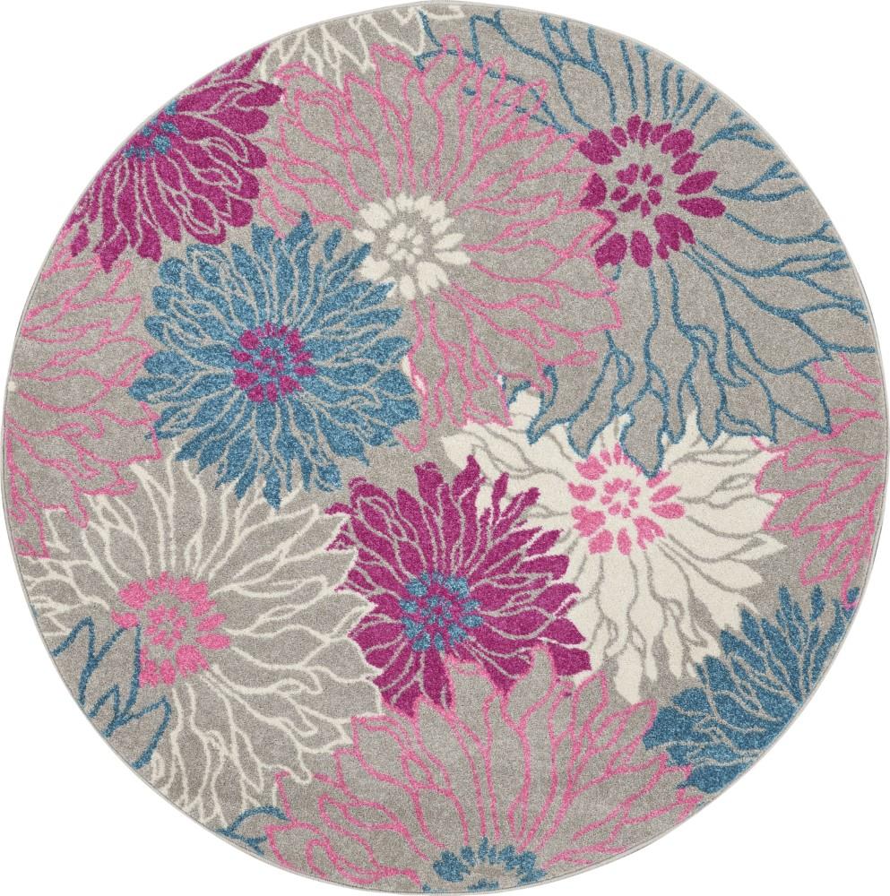 Nourison - Passion PSN17 Pink and Bone 4 x Round Floral Area Rug - PSN17-99446765130 veiw 1