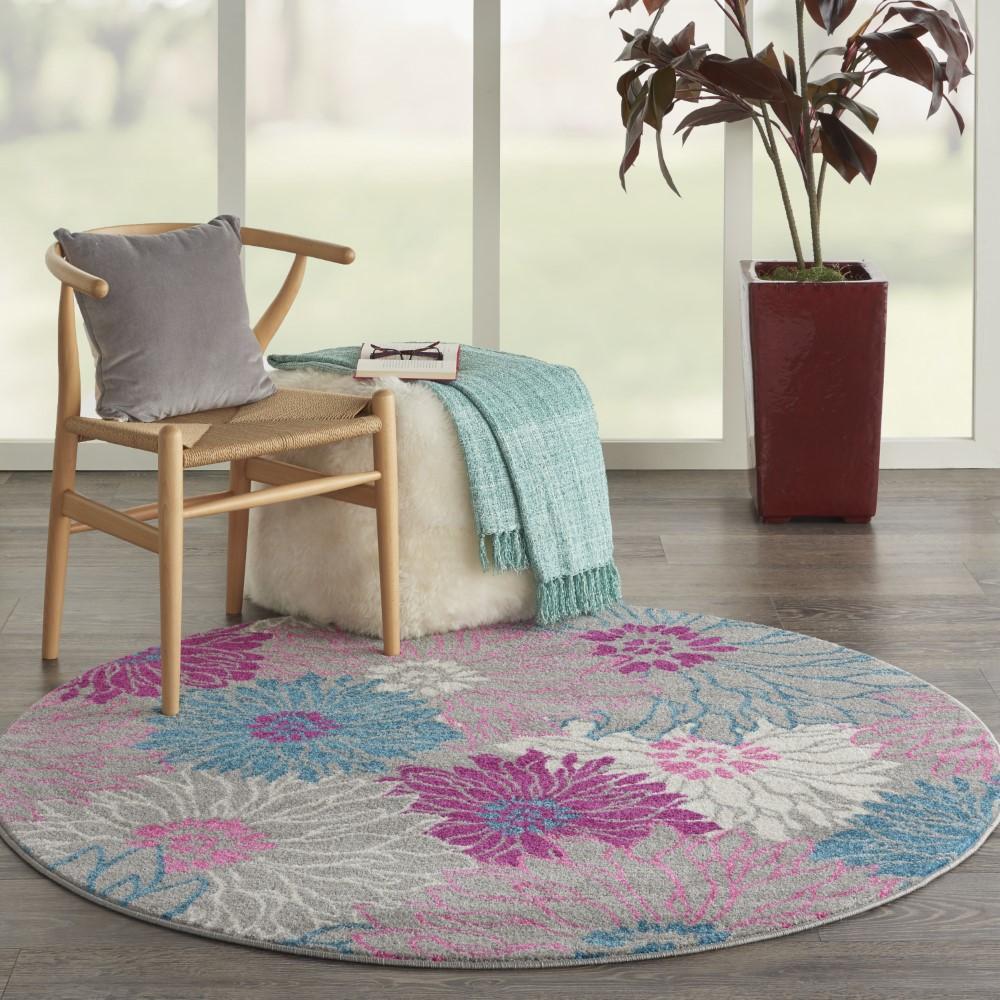 Nourison - Passion PSN17 Pink and Bone 4 x Round Floral Area Rug - PSN17-99446765130 veiw 2