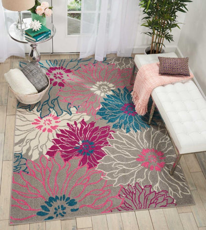 Nourison - Passion PSN17 Pink and Bone 53in x 73in Floral Area Rug - PSN17-99446403209 veiw 2