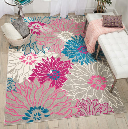 Nourison - Passion PSN17 Pink and Bone 53in x 73in Floral Area Rug - PSN17-99446403209 veiw 3