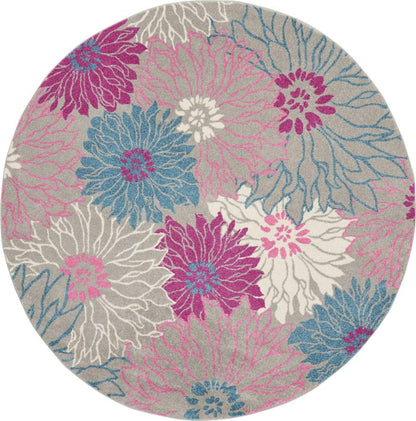 Nourison - Passion PSN17 Pink and Bone 8 x Round Floral Area Rug - PSN17-99446765178 veiw 1