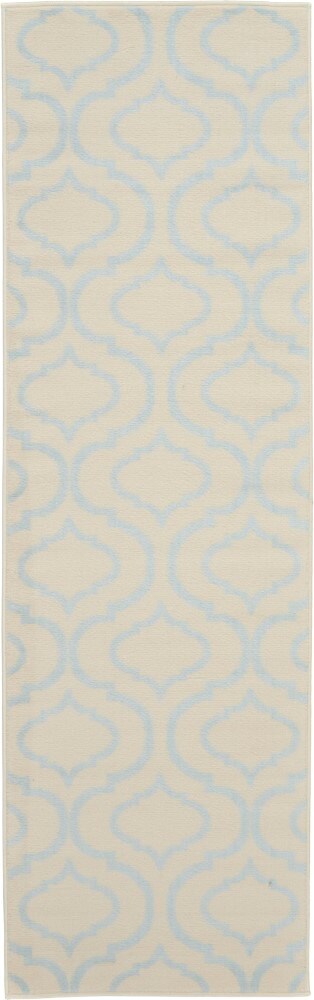 Nourison - Jubilant JUB19 White and Blue 23in x 73in Low-pile Hallway Rug - JUB19-99446479808 veiw 1