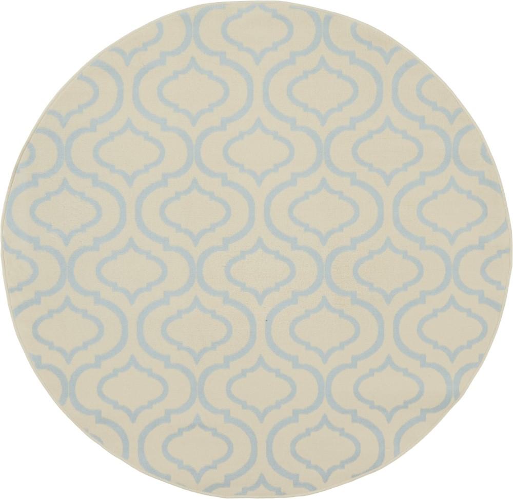 Nourison - Jubilant JUB19 White and Blue 53in x Round Moroccan Area Rug - JUB19-99446479822 veiw 1
