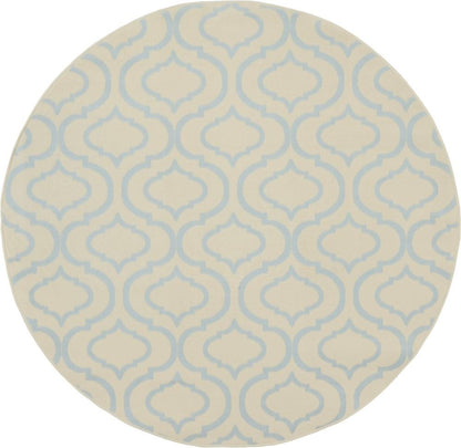 Nourison - Jubilant JUB19 White and Blue 53in x Round Moroccan Area Rug - JUB19-99446479822 veiw 1