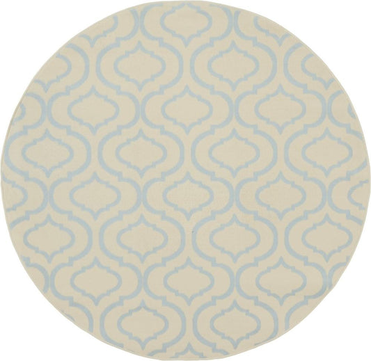 Nourison - Jubilant JUB19 White and Blue 53in x Round Moroccan Area Rug - JUB19-99446479822 veiw 1