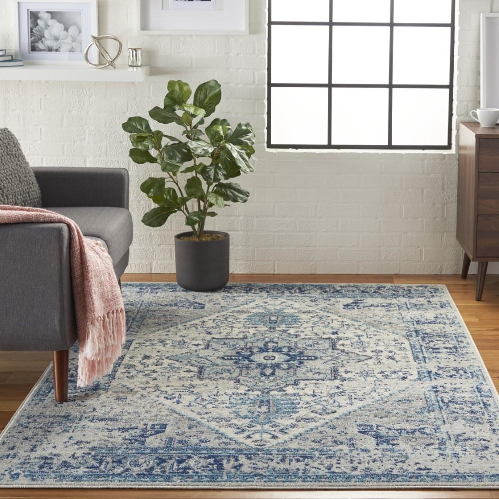 Nourison - Tranquil TRA06 Navy Blue and White 4x6 Persian Area Rug - TRA06-99446485557 veiw 2