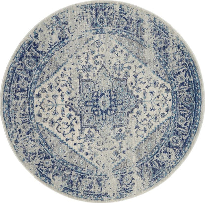 Nourison - Tranquil TRA06 Navy Blue and White 53in x Round Persian Area Rug - TRA06-99446485618 veiw 1