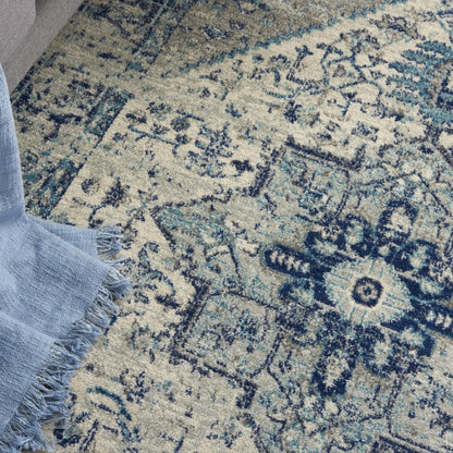 Nourison - Tranquil TRA06 Navy Blue and White 6x9 Persian Area Rug - TRA06-99446485571 veiw 3