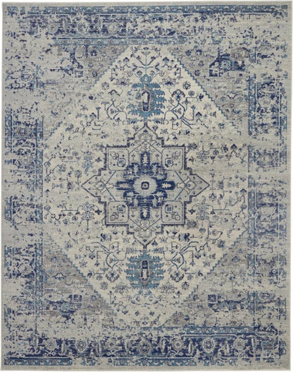 Nourison - Tranquil TRA06 Navy Blue and White 810in x 1110in Oversized Rug - TRA06-99446485601 veiw 1