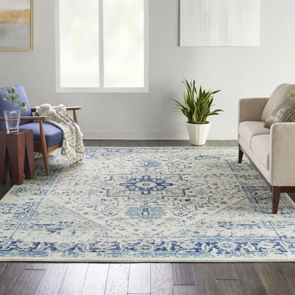 Nourison - Tranquil TRA06 Navy Blue and White 8 x 10 Oversized Rug - TRA06-99446485588 veiw 2