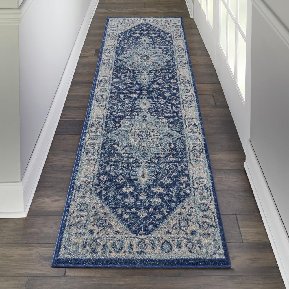 Nourison - Tranquil TRA06 Blue and White 23in x 73in Hallway Rug - TRA06-99446485250 veiw 2