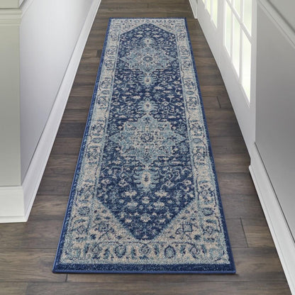 Nourison - Tranquil TRA06 Blue and White 23in x 73in Hallway Rug - TRA06-99446485250 veiw 2