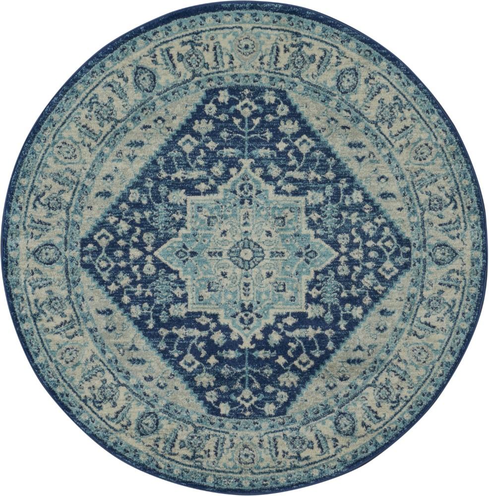 Nourison - Tranquil TRA06 Blue and White 53in x Round Persian Area Rug - TRA06-99446485342 veiw 1