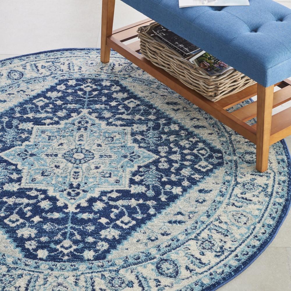 Nourison - Tranquil TRA06 Blue and White 53in x Round Persian Area Rug - TRA06-99446485342 veiw 3