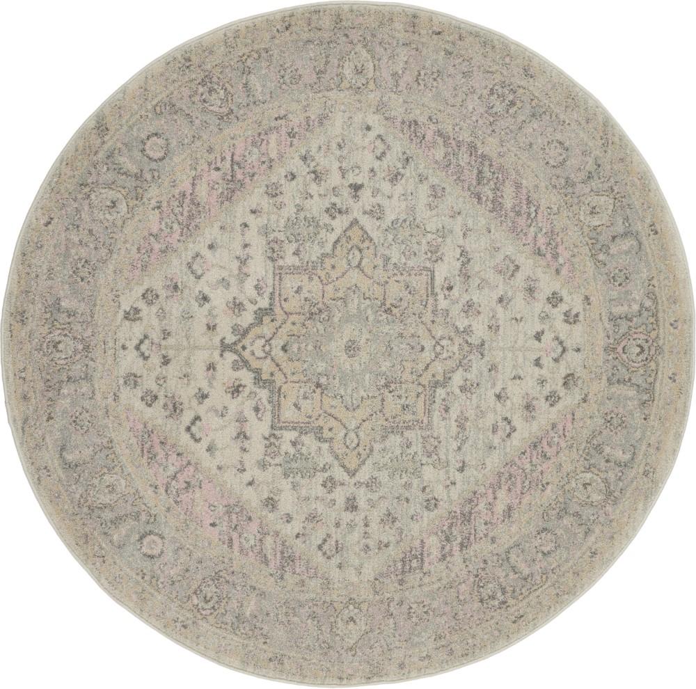 Nourison - Tranquil TRA06 Pink and Beige 53in x Round Kashan Area Rug - TRA06-99446485496 veiw 1