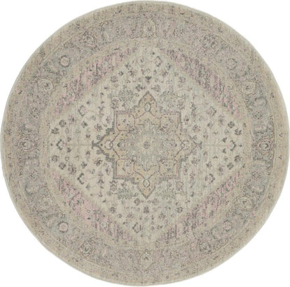 Nourison - Tranquil TRA06 Pink and Beige 53in x Round Kashan Area Rug - TRA06-99446485496 veiw 1