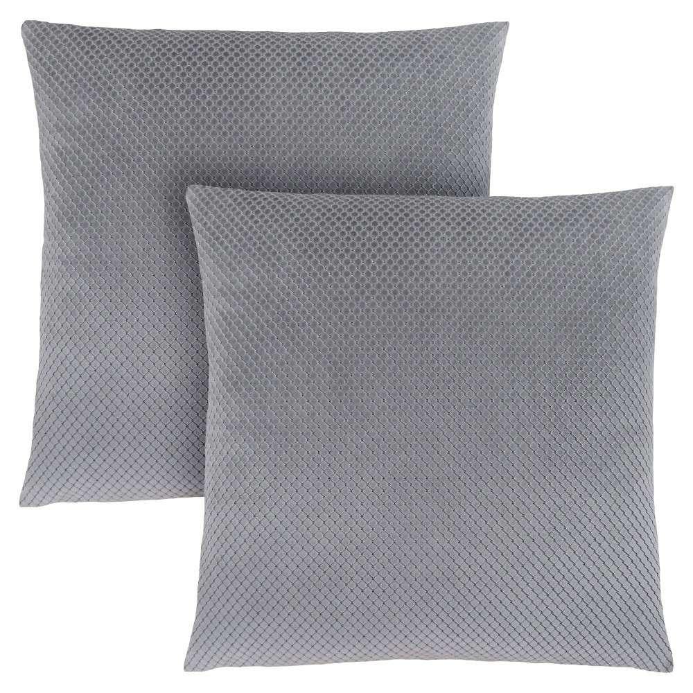 Monarch Specialties - Pillows, (Set of 2) 18 X 18 Square, Insert Included, Decorative Throw, Accent, Sofa, Couch, Bedroom, Polyester, Hypoallergenic, Grey, Modern - I-9307 veiw 1