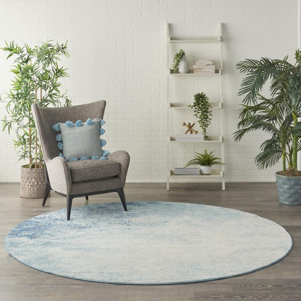 Nourison - Passion 8 x Round Navy Light Blue Area Rug - PSN10-99446734624 veiw 2