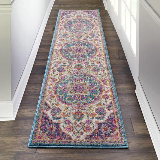 Nourison - Passion 22in x 76in Bohemian Ivory Multi Colored Area Rug - PSN22-99446717603 veiw 2