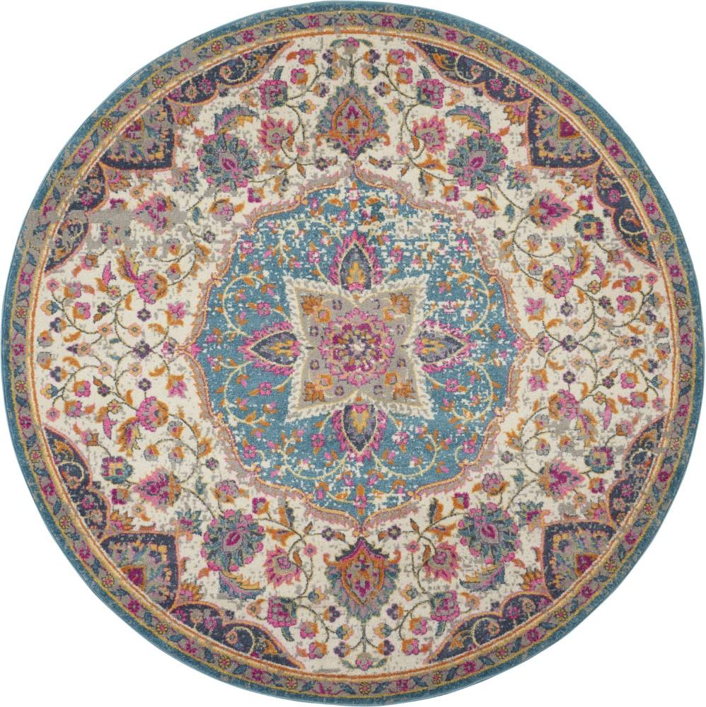 Nourison - Passion Bohemian Ivory Multi Colored 4 x ROUND Area Rug - PSN22-99446717665 veiw 1