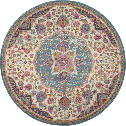 Nourison - Passion Bohemian Ivory Multi Colored 4 x ROUND Area Rug - PSN22-99446717665 veiw 1