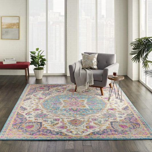 Nourison - Passion Bohemian Ivory Multi Colored 8 x 10 Area Rug - PSN22-99446717924 veiw 2