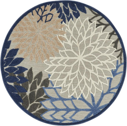 Nourison - Aloha 53in x Round Blue Patio Area Rug - ALH05-99446739902 veiw 1