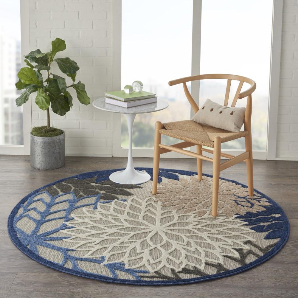 Nourison - Aloha 53in x Round Blue Patio Area Rug - ALH05-99446739902 veiw 2