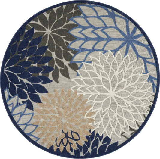 Nourison - Aloha 710in x Round Blue Patio Area Rug - ALH05-99446739919 veiw 1