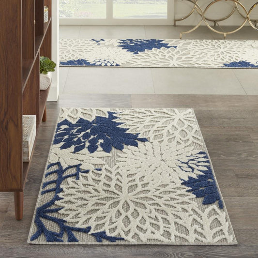 Nourison - Aloha 28in x 4 Ivory Navy Area Rug - ALH05-99446778772 veiw 2
