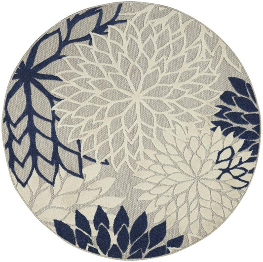 Nourison - Aloha 4 x Round Ivory Navy Area Rug - ALH05-99446778963 veiw 1