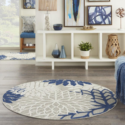 Nourison - Aloha 4 x Round Ivory Navy Area Rug - ALH05-99446778963 veiw 2