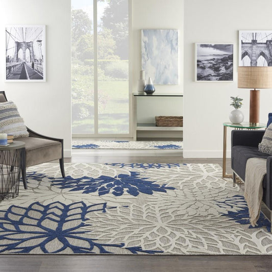 Nourison - Aloha 710in x 106in Ivory Navy Area Rug - ALH05-99446778802 veiw 2