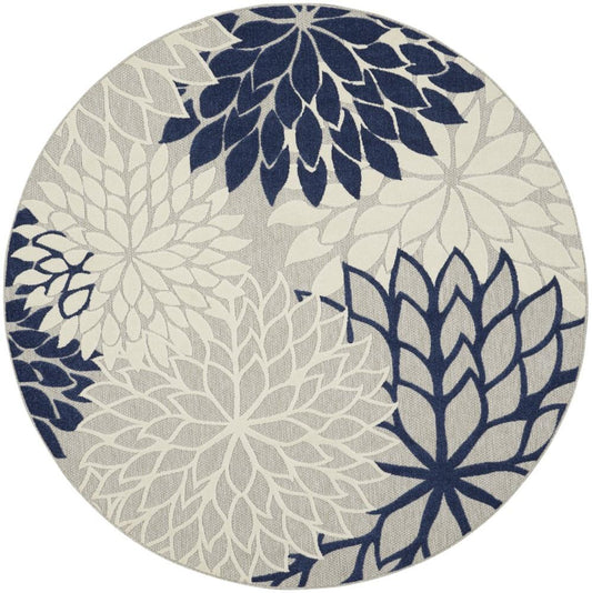 Nourison - Aloha 710in x Round Ivory Navy Area Rug - ALH05-99446779052 veiw 1