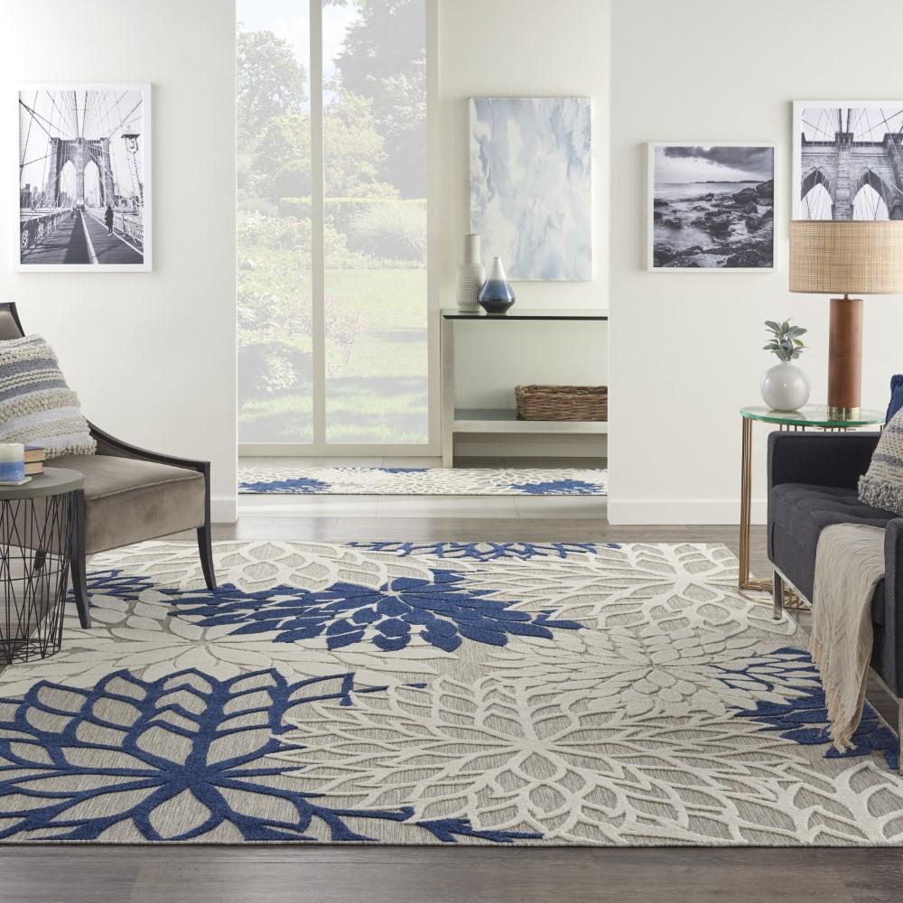 Nourison - Aloha 96in x 13 Ivory Navy Area Rug - ALH05-99446778864 veiw 2