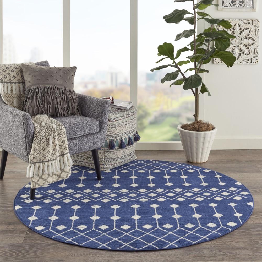 Nourison - Grafix 53in x Round Navy Area Rug - GRF37-99446753359 veiw 2