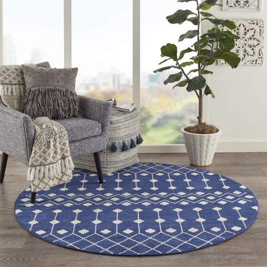 Nourison - Grafix 53in x Round Navy Area Rug - GRF37-99446753359 veiw 2