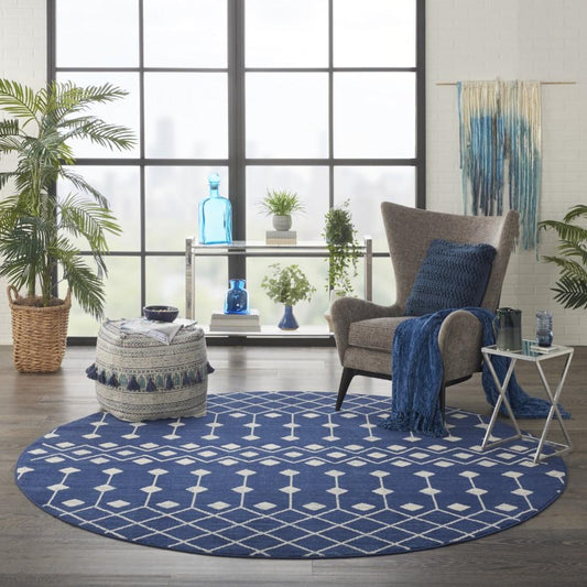 Nourison - Grafix 8 x Round Navy Area Rug - GRF37-99446753397 veiw 2