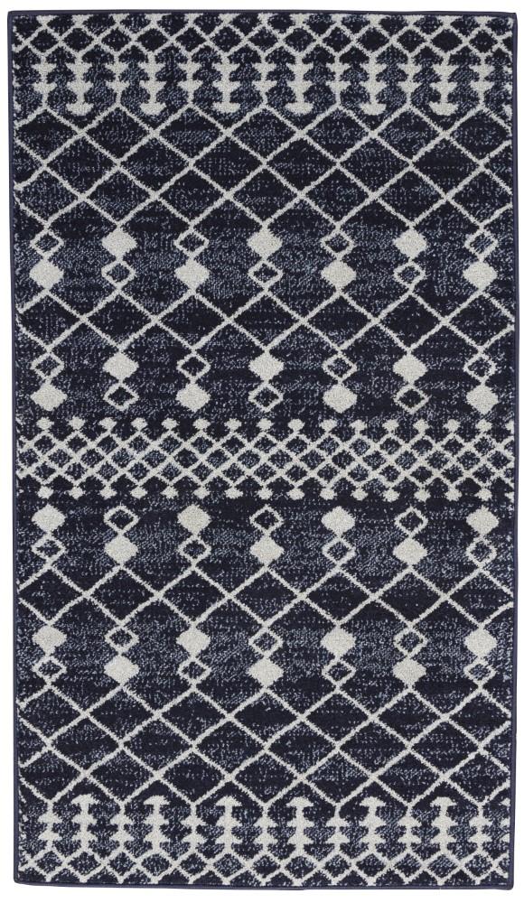Nourison - Palermo 22in x 39in Navy and Bone Distressed Bohemian Area Rug - PMR03-99446720092_CLOSEOUT veiw 1