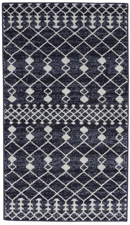 Nourison - Palermo 22in x 39in Navy and Bone Distressed Bohemian Area Rug - PMR03-99446720092_CLOSEOUT veiw 1