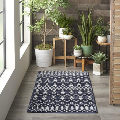 Nourison - Palermo 22in x 39in Navy and Bone Distressed Bohemian Area Rug - PMR03-99446720092_CLOSEOUT veiw 2