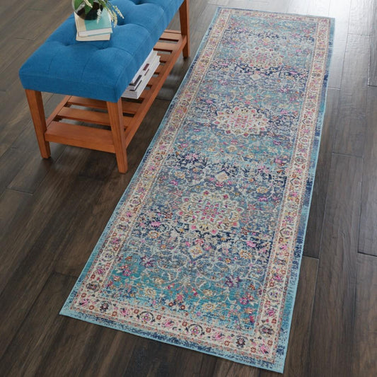 Nourison - Vintage Kashan VKA01 Blue Multicolor 2 x 6 Hallway Rug - VKA01-99446454973 veiw 2