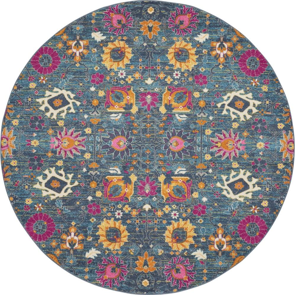Nourison - Passion PSN01 Blue Multicolor 8 x Round Hallway Rug - PSN01-99446769886 veiw 1