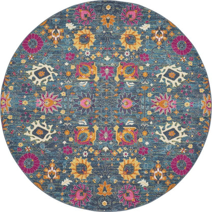 Nourison - Passion PSN01 Blue Multicolor 8 x Round Hallway Rug - PSN01-99446769886 veiw 1