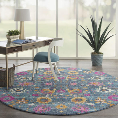 Nourison - Passion PSN01 Blue Multicolor 8 x Round Hallway Rug - PSN01-99446769886 veiw 2