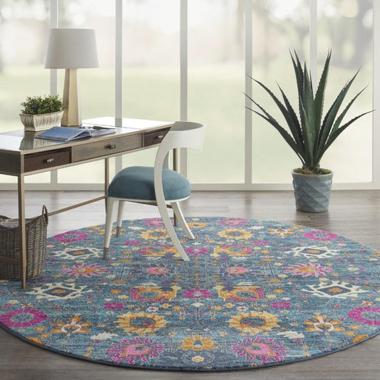 Nourison - Passion PSN01 Blue Multicolor 8 x Round Hallway Rug - PSN01-99446769886 veiw 2